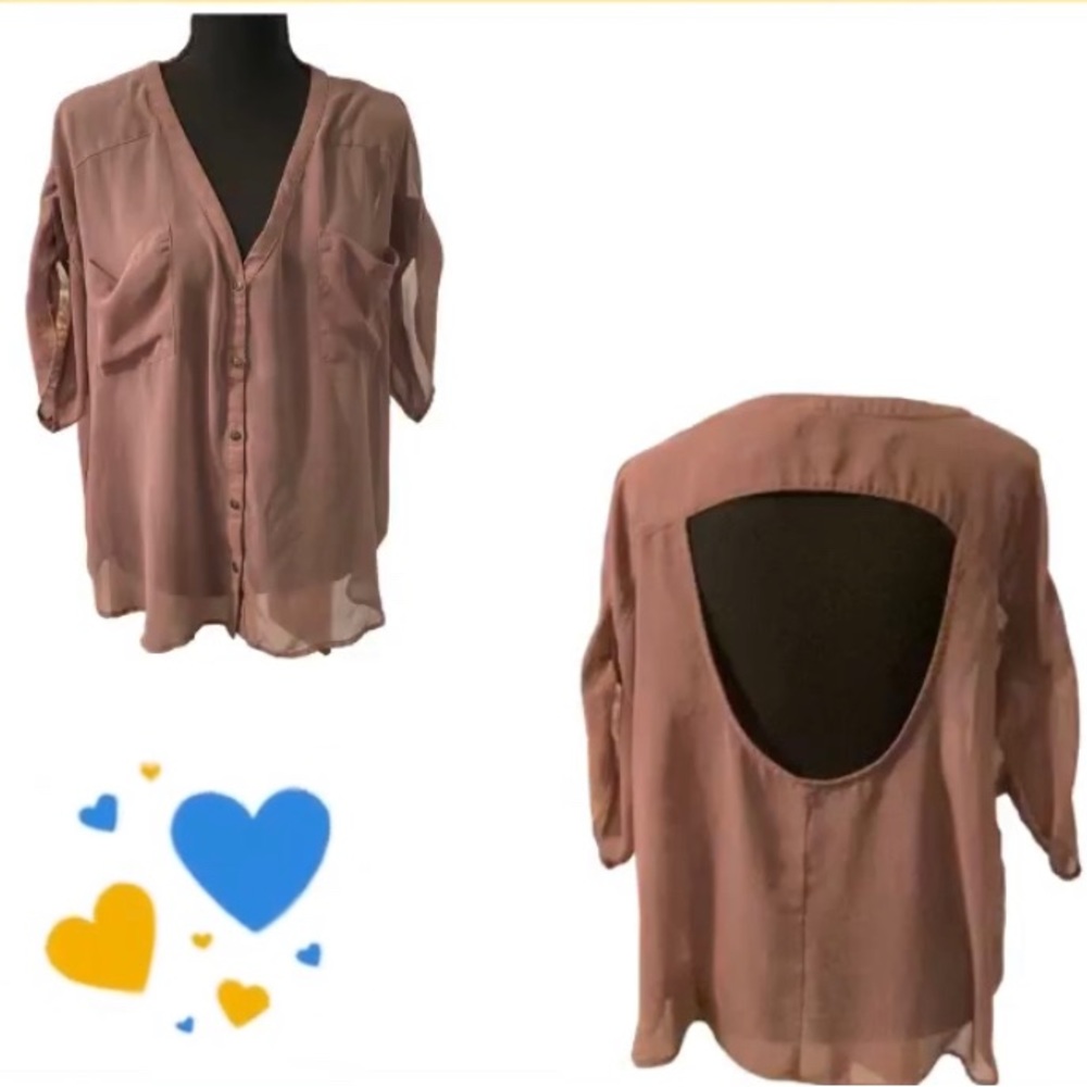 🌟🔥 BOGO Sale🔥🌟 Lush open back brown sheer top